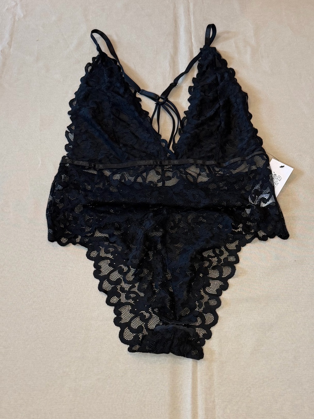 Sheer Black Lace Plunge Teddy Bodysuit - Women’s Intimates